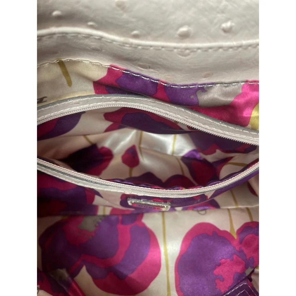 Guess Satchel Bag Purse Medium Pink Faux Ostrich Croc Studded Handbag
